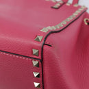 Valentino Rock Studs Hand Bag Leather Pink Gold Auth BA17029-13