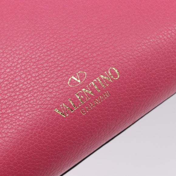 Valentino Rock Studs Hand Bag Leather Pink Gold Auth BA17029