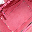 Valentino Rock Studs Hand Bag Leather Pink Gold Auth BA17029-19