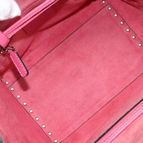 Valentino Rock Studs Hand Bag Leather Pink Gold Auth BA17029