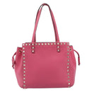 Valentino Rock Studs Hand Bag Leather Pink Gold Auth BA17029-2