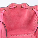 Valentino Rock Studs Hand Bag Leather Pink Gold Auth BA17029-21