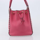 Valentino Rock Studs Hand Bag Leather Pink Gold Auth BA17029-4