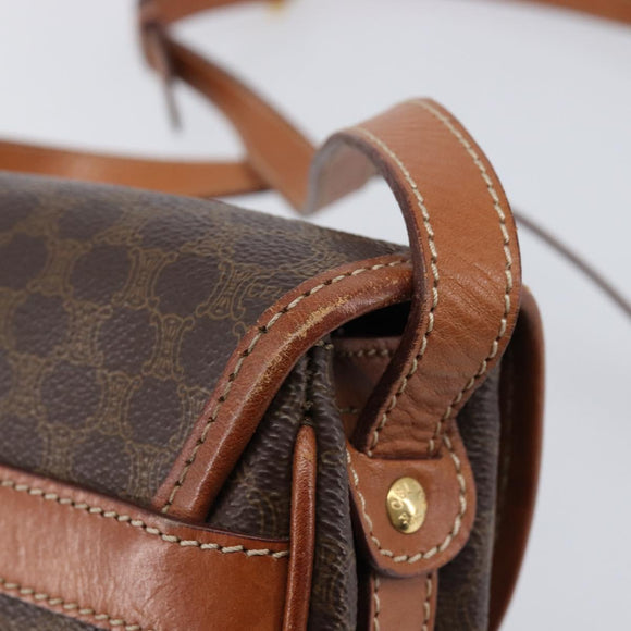 CELINE Macadam Shoulder Bag PVC Brown Gold Auth BA17035A