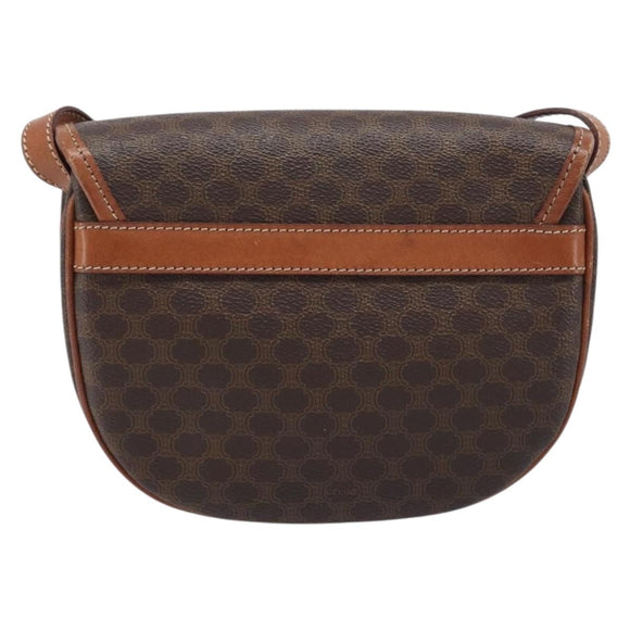 CELINE Macadam Shoulder Bag PVC Brown Gold Auth BA17035A