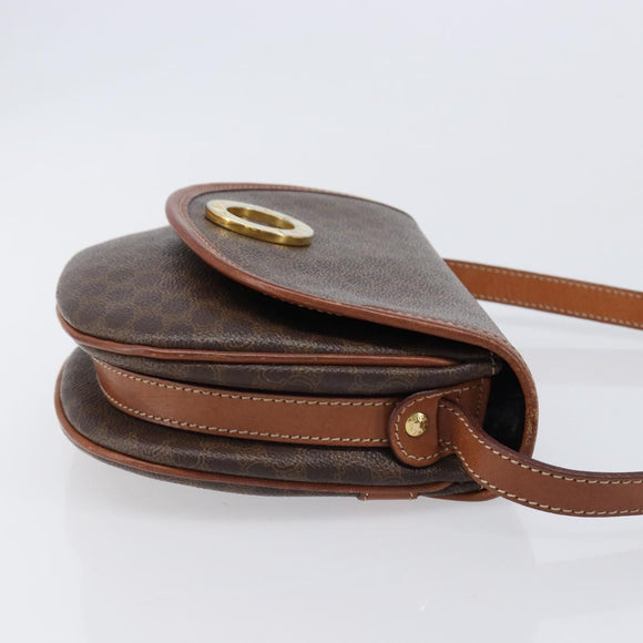 CELINE Macadam Shoulder Bag PVC Brown Gold Auth BA17035A