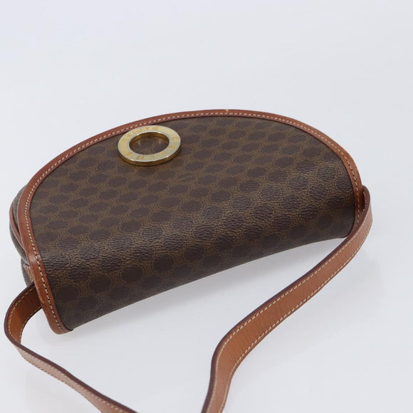 CELINE Macadam Shoulder Bag PVC Brown Gold Auth BA17035A