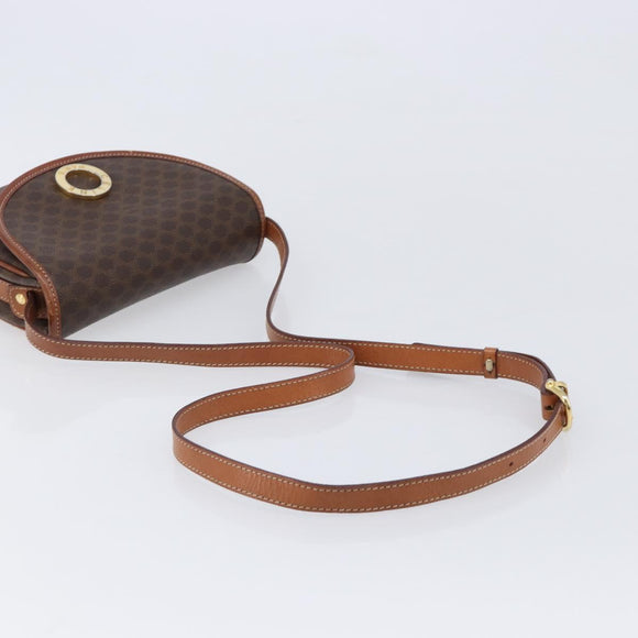 CELINE Macadam Shoulder Bag PVC Brown Gold Auth BA17035A
