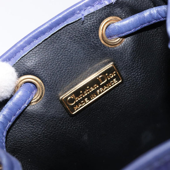 Christian Dior Shoulder Bag Leather Purple Gold Auth BA17038