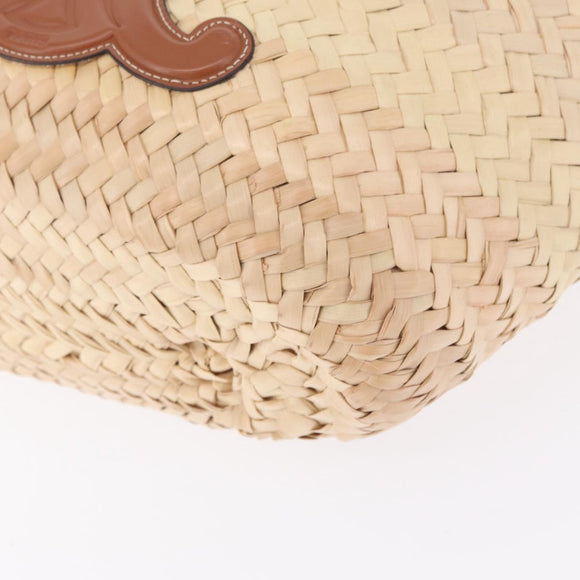 CELINE Classic Pannier Hand Bag Raffia Beige Brown Auth BA17039V