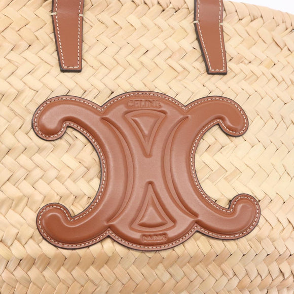 CELINE Classic Pannier Hand Bag Raffia Beige Brown Auth BA17039V