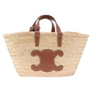 CELINE Classic Pannier Hand Bag Raffia Beige Brown Auth BA17039V-2