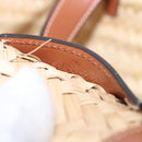 CELINE Classic Pannier Hand Bag Raffia Beige Brown Auth BA17039V-21