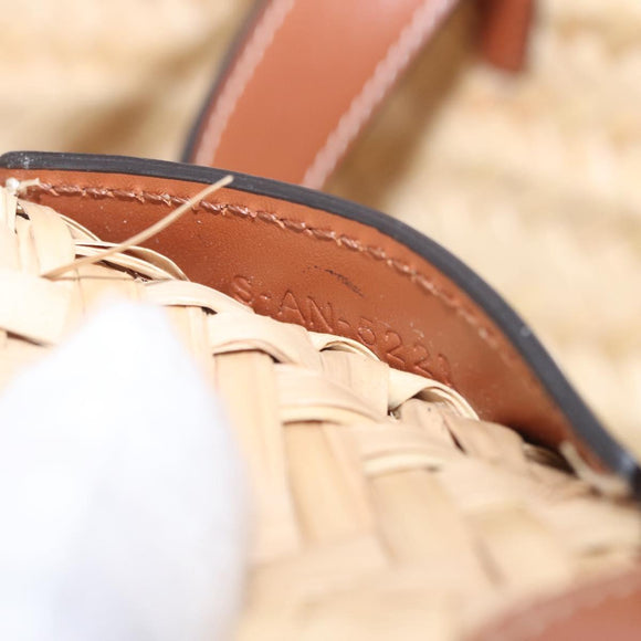 CELINE Classic Pannier Hand Bag Raffia Beige Brown Auth BA17039V