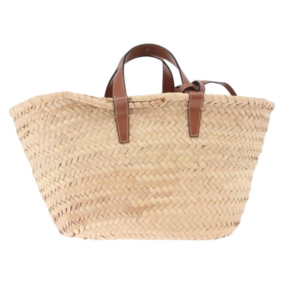 CELINE Classic Pannier Hand Bag Raffia Beige Brown Auth BA17039V