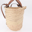 CELINE Classic Pannier Hand Bag Raffia Beige Brown Auth BA17039V-4