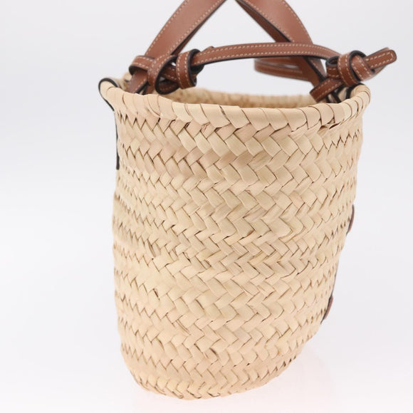 CELINE Classic Pannier Hand Bag Raffia Beige Brown Auth BA17039V