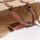 CELINE Classic Pannier Hand Bag Raffia Beige Brown Auth BA17039V-7