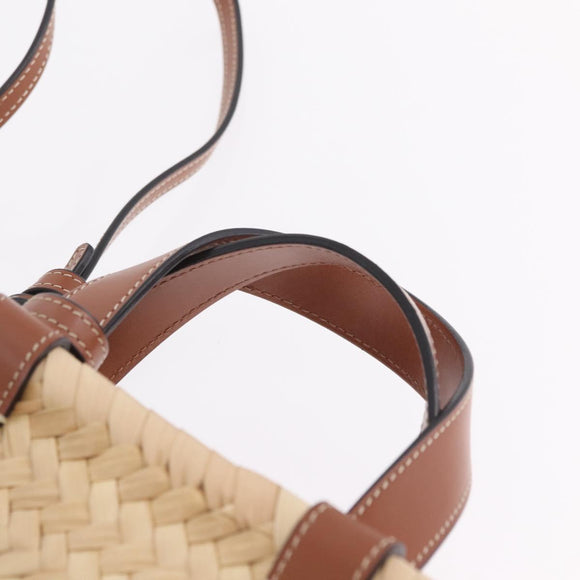 CELINE Classic Pannier Hand Bag Raffia Beige Brown Auth BA17039V