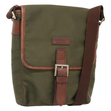 BURBERRY Black label Shoulder Bag Nylon Leather Khaki Gold Auth BA1704