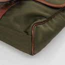 BURBERRY Black label Shoulder Bag Nylon Leather Khaki Gold Auth BA1704-9