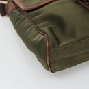 BURBERRY Black label Shoulder Bag Nylon Leather Khaki Gold Auth BA1704-14