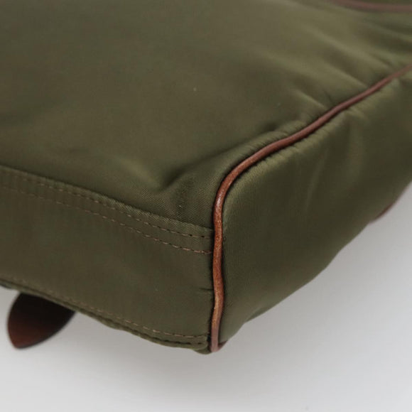 BURBERRY Black label Shoulder Bag Nylon Leather Khaki Gold Auth BA1704