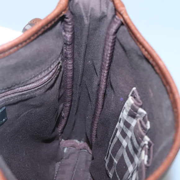 BURBERRY Black label Shoulder Bag Nylon Leather Khaki Gold Auth BA1704