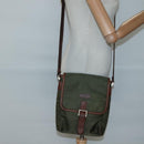 BURBERRY Black label Shoulder Bag Nylon Leather Khaki Gold Auth BA1704-20