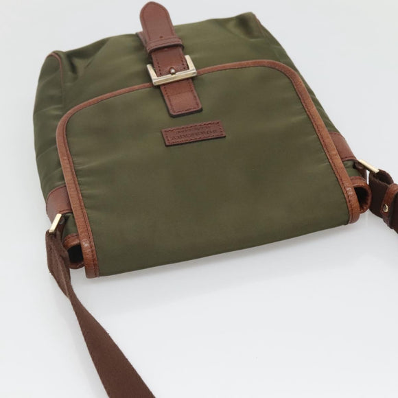 BURBERRY Black label Shoulder Bag Nylon Leather Khaki Gold Auth BA1704