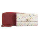 LOUIS VUITTON Long Wallet 2 Set White Red LV Auth BA17044-1