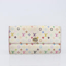 LOUIS VUITTON Long Wallet 2 Set White Red LV Auth BA17044-12