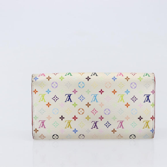 LOUIS VUITTON Long Wallet 2 Set White Red LV Auth BA17044