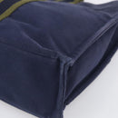 HERMES Fourre Tout MM Hand Bag Canvas Navy Silver Auth BA17045-10