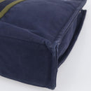HERMES Fourre Tout MM Hand Bag Canvas Navy Silver Auth BA17045-12
