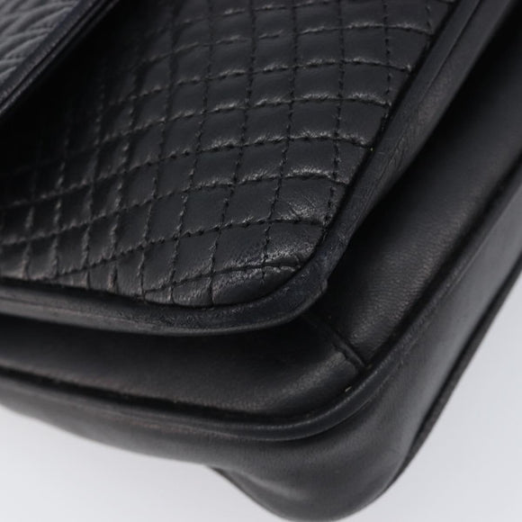 Bally Chain Shoulder Bag Leather Black Gold Auth BA17048