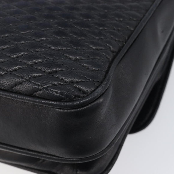 Bally Chain Shoulder Bag Leather Black Gold Auth BA17048