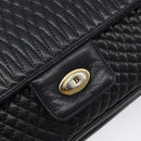 Bally Chain Shoulder Bag Leather Black Gold Auth BA17048-14