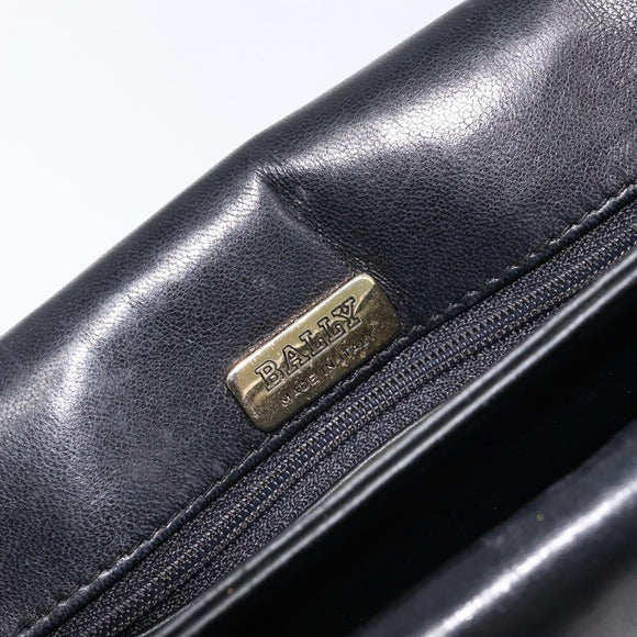 Bally Chain Shoulder Bag Leather Black Gold Auth BA17048