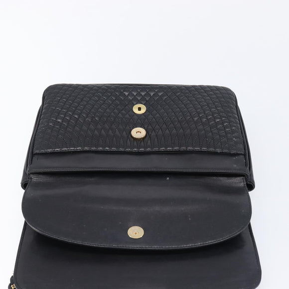Bally Chain Shoulder Bag Leather Black Gold Auth BA17048
