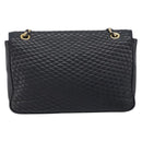 Bally Chain Shoulder Bag Leather Black Gold Auth BA17048-3