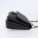 Bally Chain Shoulder Bag Leather Black Gold Auth BA17048-4