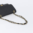 Bally Chain Shoulder Bag Leather Black Gold Auth BA17048-7