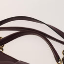 Salvatore Ferragamo Gancini Chain Hand Bag Leather 2way Purple Gold Auth BA1705-15