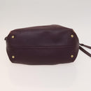 Salvatore Ferragamo Gancini Chain Hand Bag Leather 2way Purple Gold Auth BA1705-5