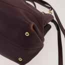 Salvatore Ferragamo Gancini Chain Hand Bag Leather 2way Purple Gold Auth BA1705-9