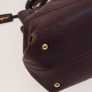 Salvatore Ferragamo Gancini Chain Hand Bag Leather 2way Purple Gold Auth BA1705-16