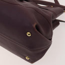Salvatore Ferragamo Gancini Chain Hand Bag Leather 2way Purple Gold Auth BA1705-17