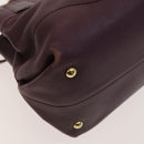 Salvatore Ferragamo Gancini Chain Hand Bag Leather 2way Purple Gold Auth BA1705-18
