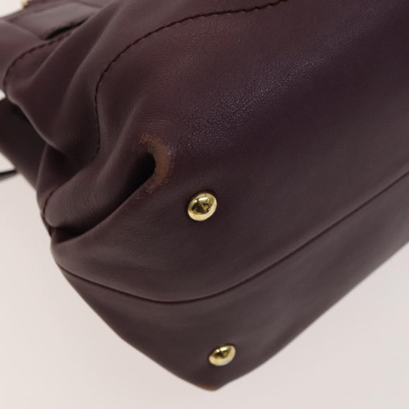 Salvatore Ferragamo Gancini Chain Hand Bag Leather 2way Purple Gold Auth BA1705